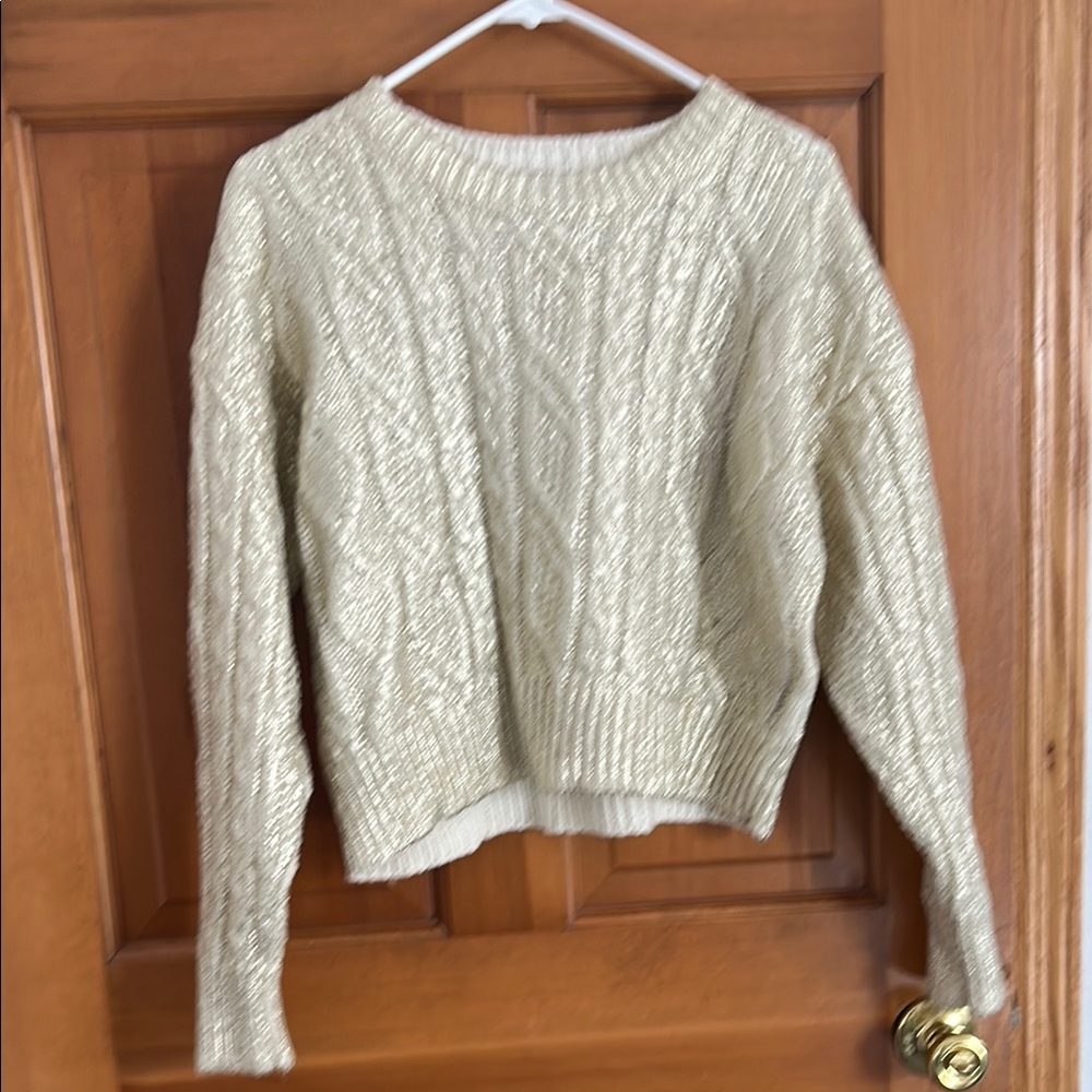 Women's Cream Sweater with gold overlay